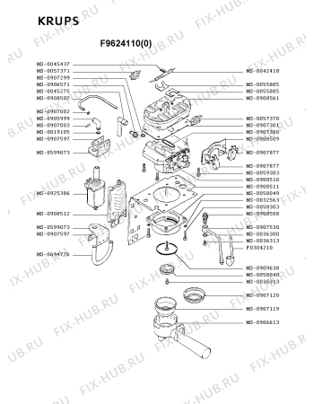 Взрыв-схема кофеварки (кофемашины) Krups F9624110(0) - Схема узла DP001880.5P2