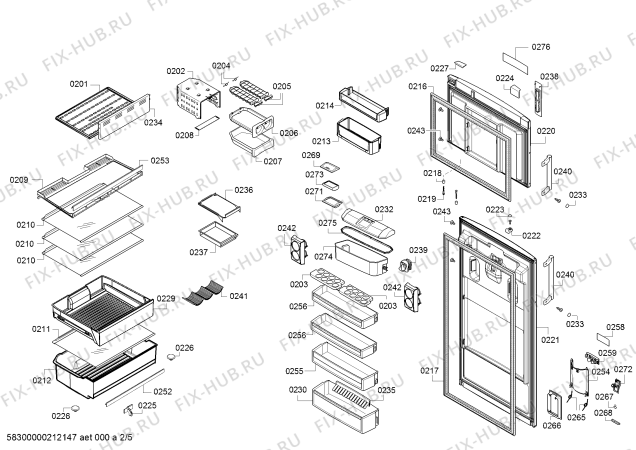 Взрыв-схема холодильника Bosch KDD56XI30I, Bosch - Схема узла 02