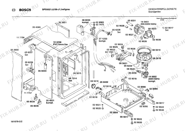 Взрыв-схема посудомоечной машины Bosch SPS5021JJ - Схема узла 02