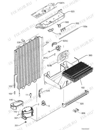 Взрыв-схема холодильника Aeg Electrolux A65210GA - Схема узла Cooling system 017