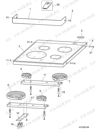 Взрыв-схема плиты (духовки) Zanussi ESK604 - Схема узла H10 Hob