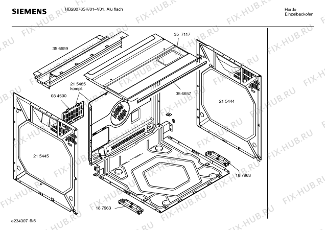 Взрыв-схема плиты (духовки) Siemens HB28078SK - Схема узла 05
