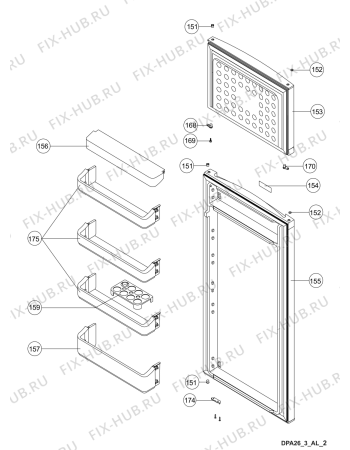 Схема №1 DPA 26/3 AL с изображением Дверь для холодильной камеры Whirlpool 482000019483