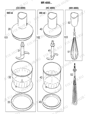 Взрыв-схема блендера (миксера) BRAUN Multiquick advantage, Minipimer advantage, Multiquick fresh, Minipimer fresh - Схема узла 3
