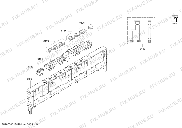 Схема №1 SHX58E25UC с изображением Набор кнопок для посудомойки Bosch 00623914