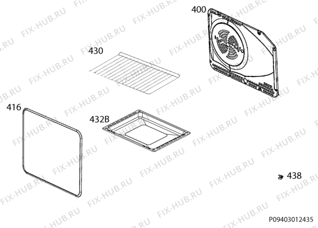 Взрыв-схема плиты (духовки) Electrolux EKC52500OX - Схема узла Oven
