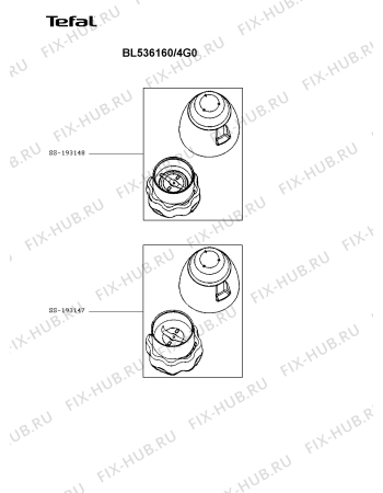 Взрыв-схема блендера (миксера) Tefal BL536160/4G0 - Схема узла 6P003744.6P2
