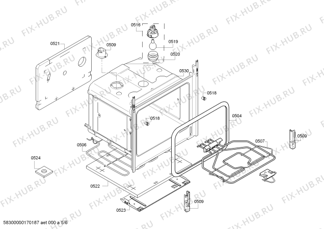 Схема №2 HCE743350E с изображением Стеклокерамика для электропечи Bosch 00688711