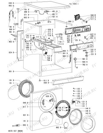 Схема №1 AWM 180 с изображением Переключатель (таймер) для стиральной машины Whirlpool 481228219996