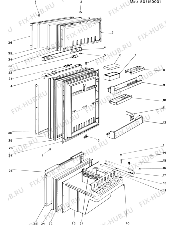 Взрыв-схема холодильника Ariston D2853T (F000173) - Схема узла