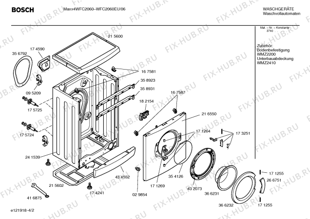 Схема №1 WFC2060EU Maxx4 WFC2060 с изображением Инструкция по установке и эксплуатации для стиральной машины Bosch 00581734