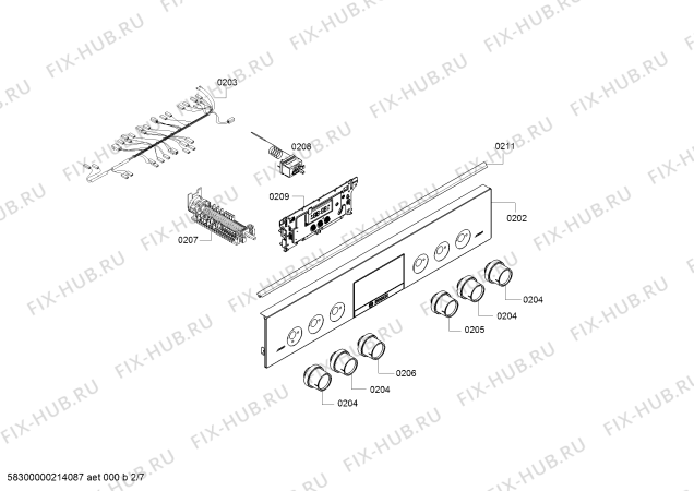 Схема №1 HXQ38AE50M с изображением Панель управления для плиты (духовки) Bosch 11028395