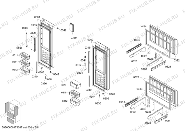 Схема №2 KMF40A40TI с изображением Дверь для холодильной камеры Bosch 00712934