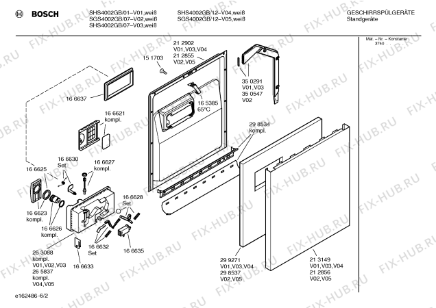 Взрыв-схема посудомоечной машины Bosch SHS4002GB - Схема узла 02