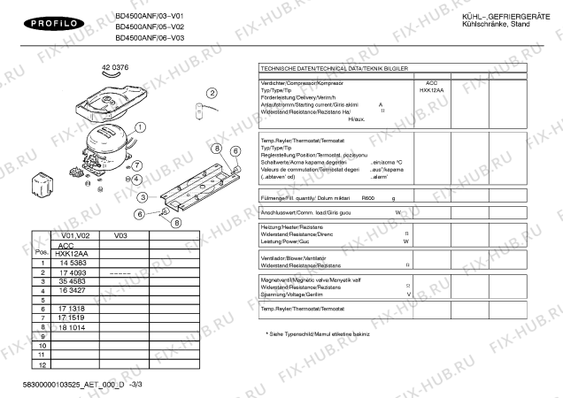 Взрыв-схема холодильника Profilo BD4500ANF - Схема узла 03