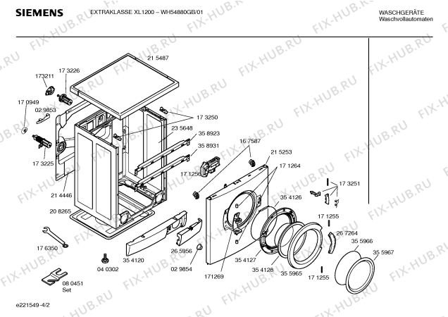 Схема №1 WH54880GB EXTRAKLASSE XL 1200 с изображением Инструкция по установке и эксплуатации для стиральной машины Siemens 00524999