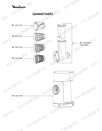 Взрыв-схема кухонного комбайна Moulinex QA404D15/6R1 - Схема узла MP004711.0P4