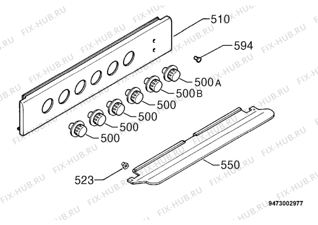 Взрыв-схема плиты (духовки) Zanussi ZCV5220W - Схема узла Command panel 037