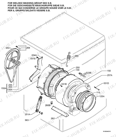 Взрыв-схема стиральной машины Zanussi ZWF12370W - Схема узла Functional parts 267