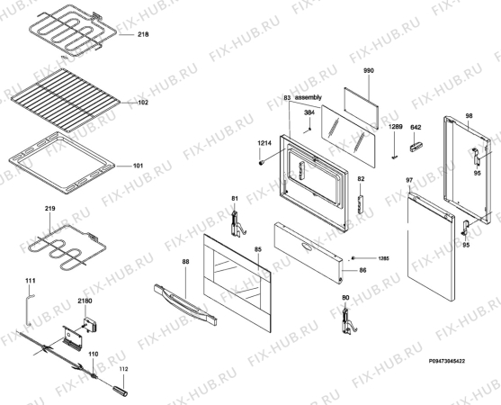 Взрыв-схема плиты (духовки) Zanussi ZCM961NX - Схема узла Section 3