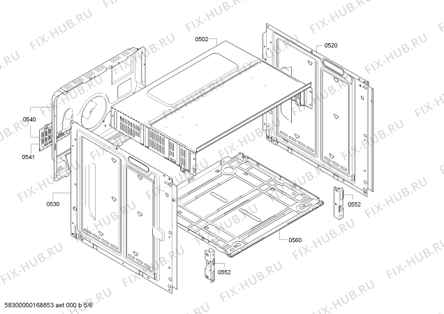 Взрыв-схема плиты (духовки) Bosch HBA13B254A - Схема узла 05