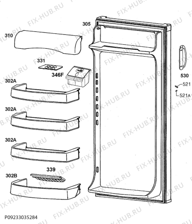 Взрыв-схема холодильника Zanussi ZRA21600WA - Схема узла Door 003