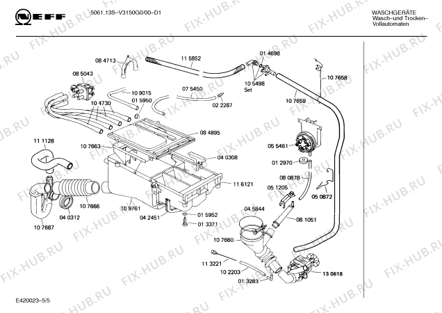 Взрыв-схема стиральной машины Neff V3150G0 5061.13S - Схема узла 05