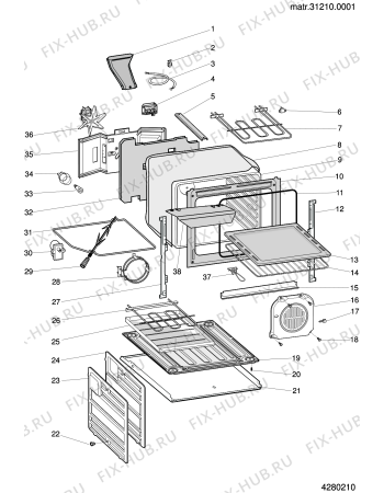Схема №1 K6G76SAU (F033159) с изображением Панель для плиты (духовки) Indesit C00112288