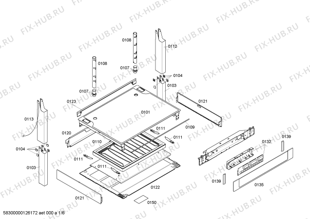Схема №1 HBN77P750 с изображением Планка для плиты (духовки) Bosch 00448703