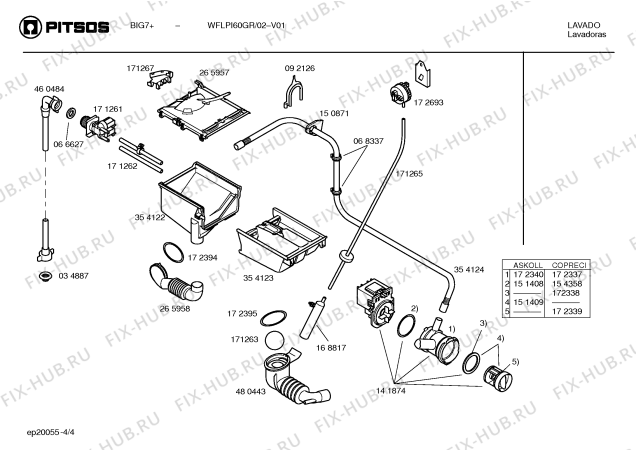 Взрыв-схема стиральной машины Pitsos WFLPI60GR big7+ - Схема узла 04