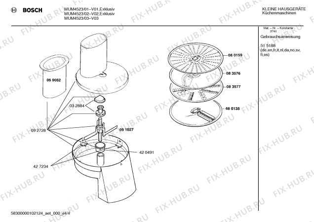 Схема №2 MUM4523 Profi 45 Microtronic с изображением Ротор для кухонного комбайна Bosch 00095426