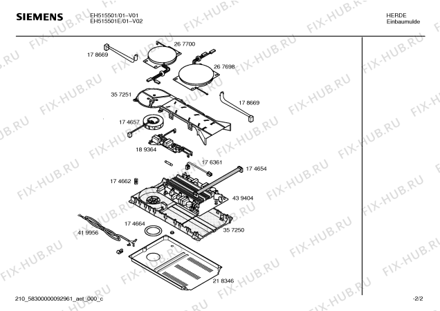 Схема №2 EH515501E с изображением Стеклокерамика для плиты (духовки) Siemens 00472794