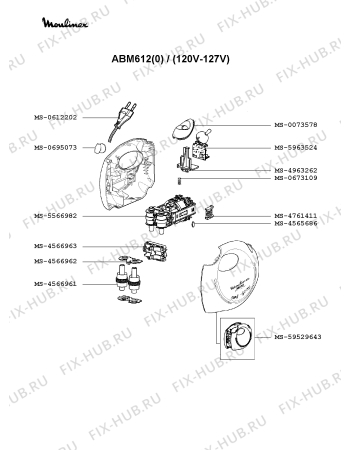 Взрыв-схема блендера (миксера) Moulinex ABM612(0) - Схема узла Q0000284.2Q2