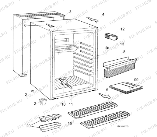 Взрыв-схема холодильника Electrolux Loisirs EA3120BL2 - Схема узла Tub