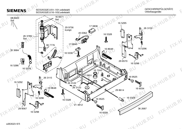 Взрыв-схема посудомоечной машины Siemens SE55A532EU - Схема узла 05