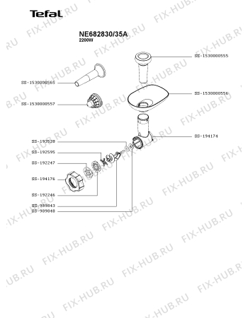 Взрыв-схема мясорубки Tefal NE682830/35A - Схема узла 8P005764.4P2