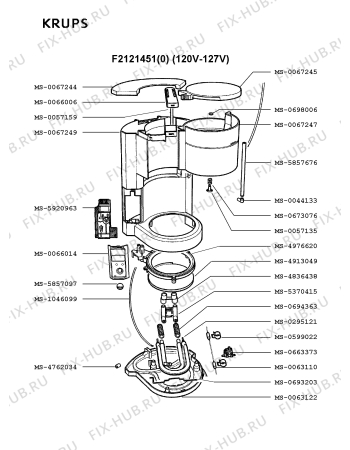 Взрыв-схема кофеварки (кофемашины) Krups F2121451(0) - Схема узла OP001572.0P2