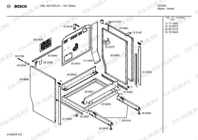 Схема №2 HSL402KSC с изображением Ручка управления духовкой для плиты (духовки) Bosch 00183667