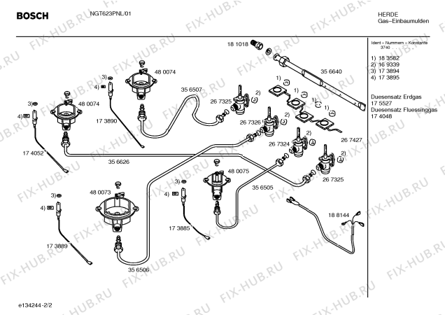 Схема №1 NGT623PNL Bosch с изображением Инструкция по эксплуатации для плиты (духовки) Bosch 00580488