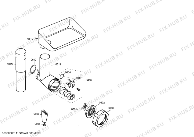 Взрыв-схема кухонного комбайна Bosch MUM4875EU - Схема узла 06