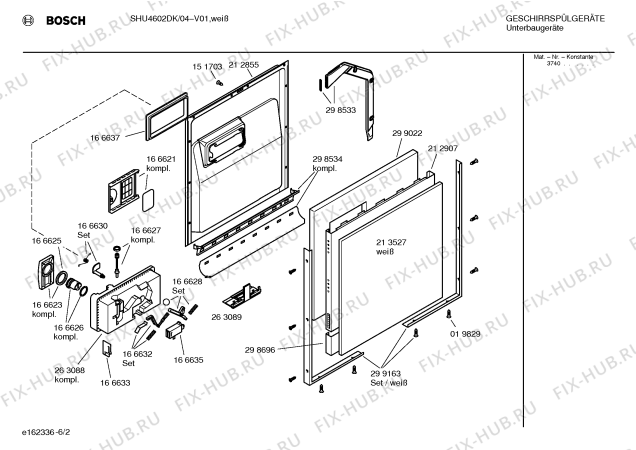 Взрыв-схема посудомоечной машины Bosch SHU4602DK - Схема узла 02