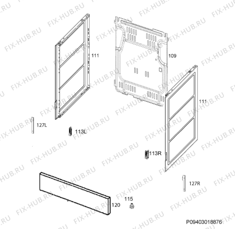 Взрыв-схема плиты (духовки) Electrolux EKC64500OW - Схема узла Housing 001