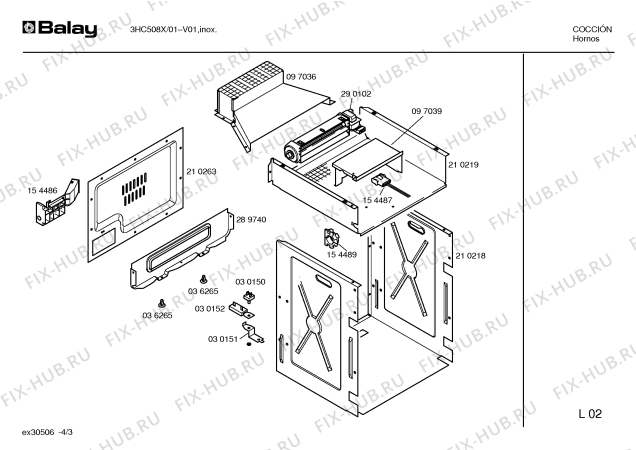 Взрыв-схема плиты (духовки) Balay 3HC508X - Схема узла 03