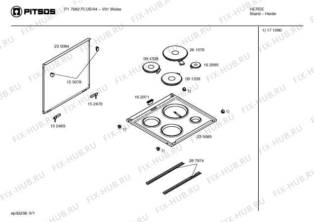 Схема №3 P17682PLUS с изображением Панель управления для плиты (духовки) Bosch 00356132