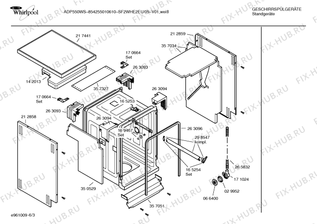 Взрыв-схема посудомоечной машины Whirlpool SF2WHE2EU ADP530WS - Схема узла 03