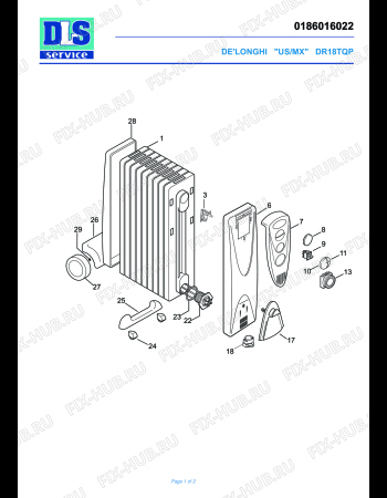 Схема №1 DR18TQP с изображением Микромодуль для обогревателя (вентилятора) DELONGHI 5986000800