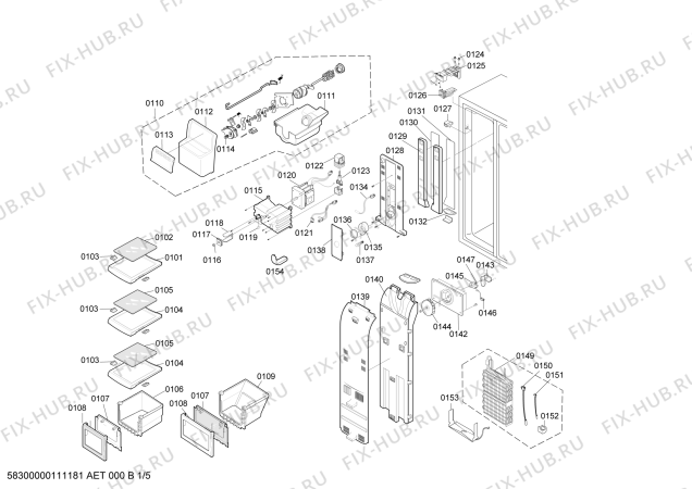 Схема №1 RS21DASM1 с изображением Крышка для холодильной камеры Bosch 00449312