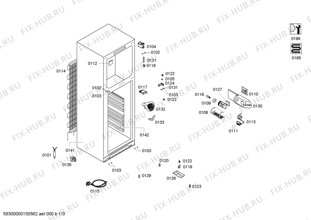 Схема №1 KD42VX01NE с изображением Дверь для холодильной камеры Siemens 00710550