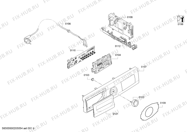 Схема №1 1KDR73018C с изображением Модуль управления, запрограммированный для сушильной машины Bosch 10004563