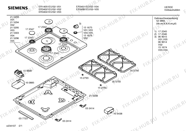 Схема №1 ER34021EU с изображением Столешница для духового шкафа Siemens 00215294